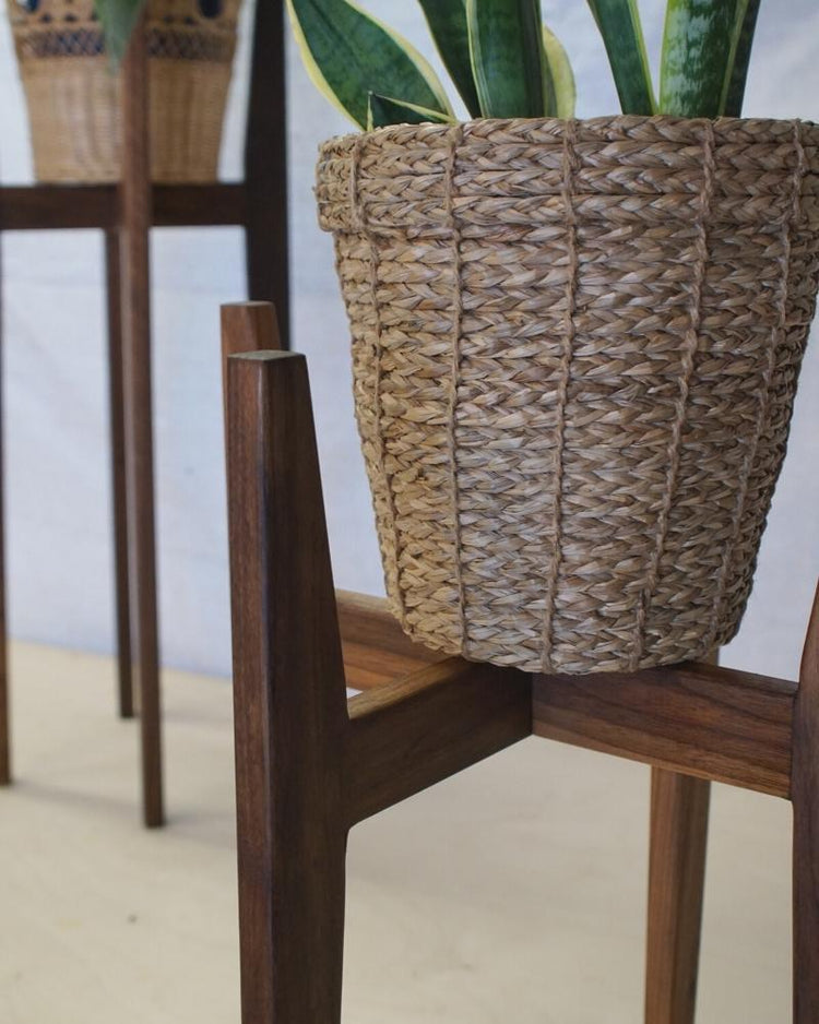 Wooden Plant Stand | Mid Century Modern Walnut Plant Stand