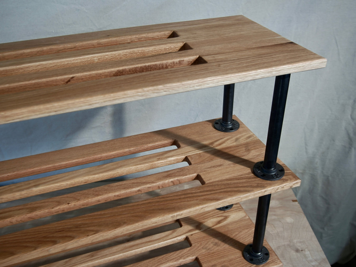 Modern Shoe Rack, Golden Oak Finish