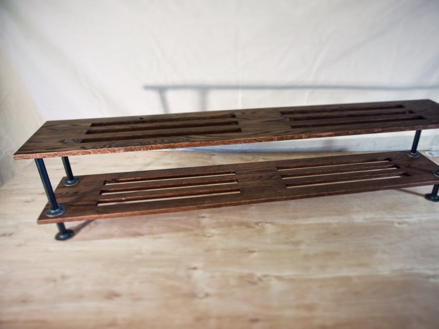 Industrial Pipe and Wood Shoe Rack, Shoe Organizer