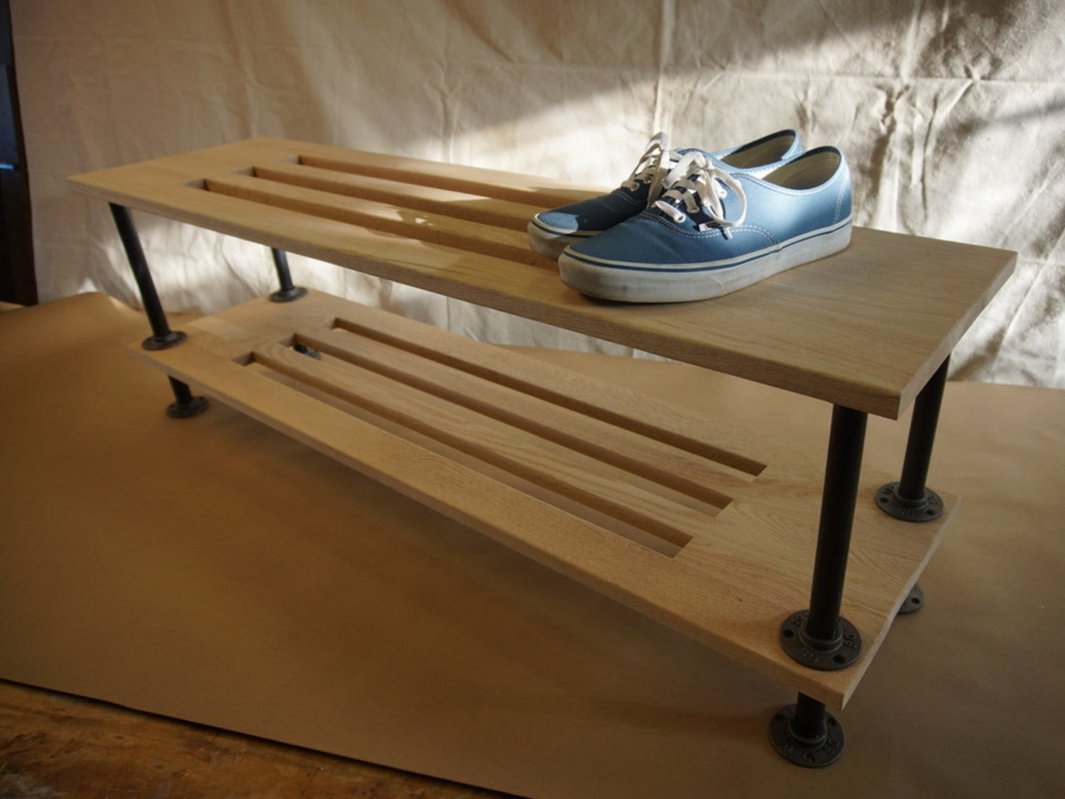 Modern Wooden Shoe Rack, Natural Finish